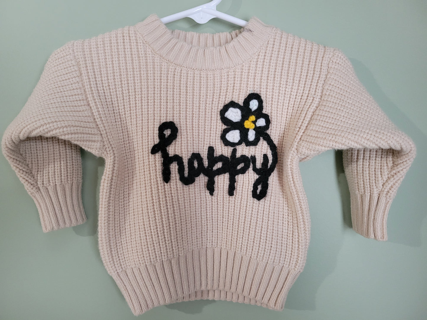 "Happy" with Flower Sweater-6month