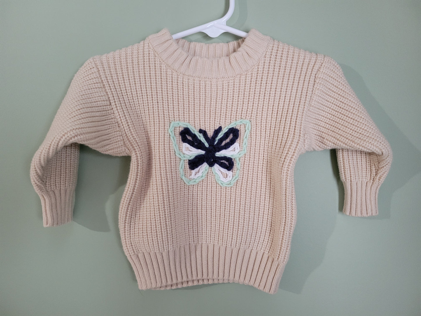 Teal & Navy Butterfly Sweater-9month