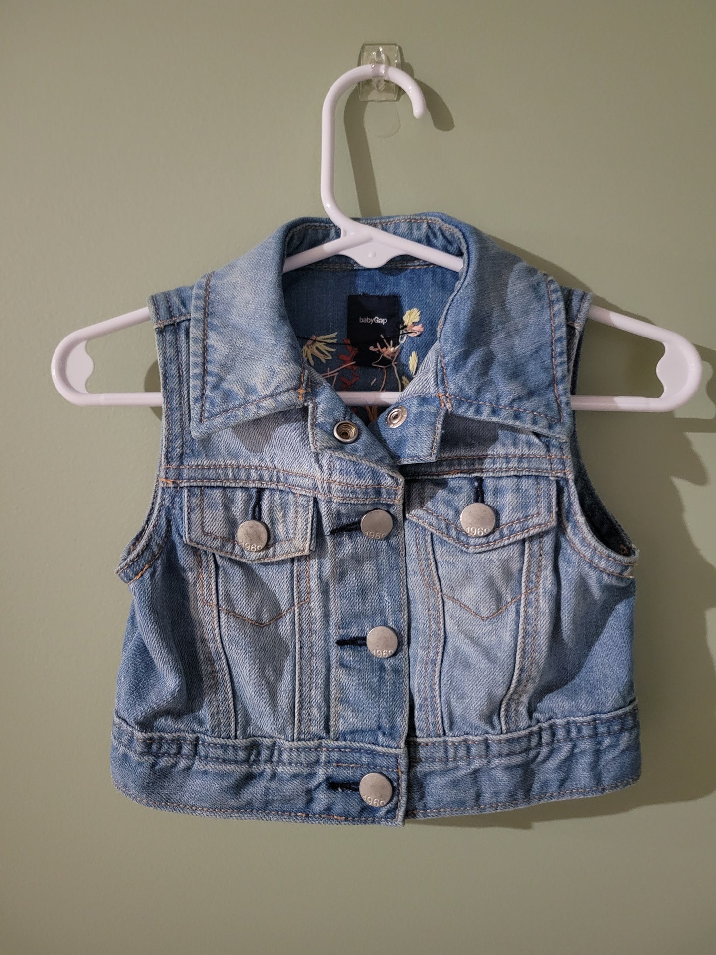Jean Vest with Flowers-18month