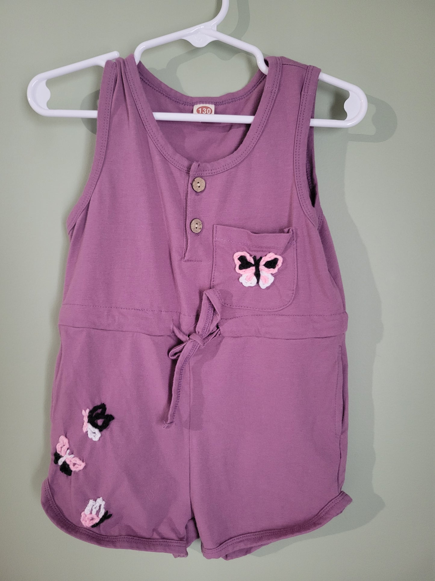 Purple Romper with Pink & Black Butterflies-3T