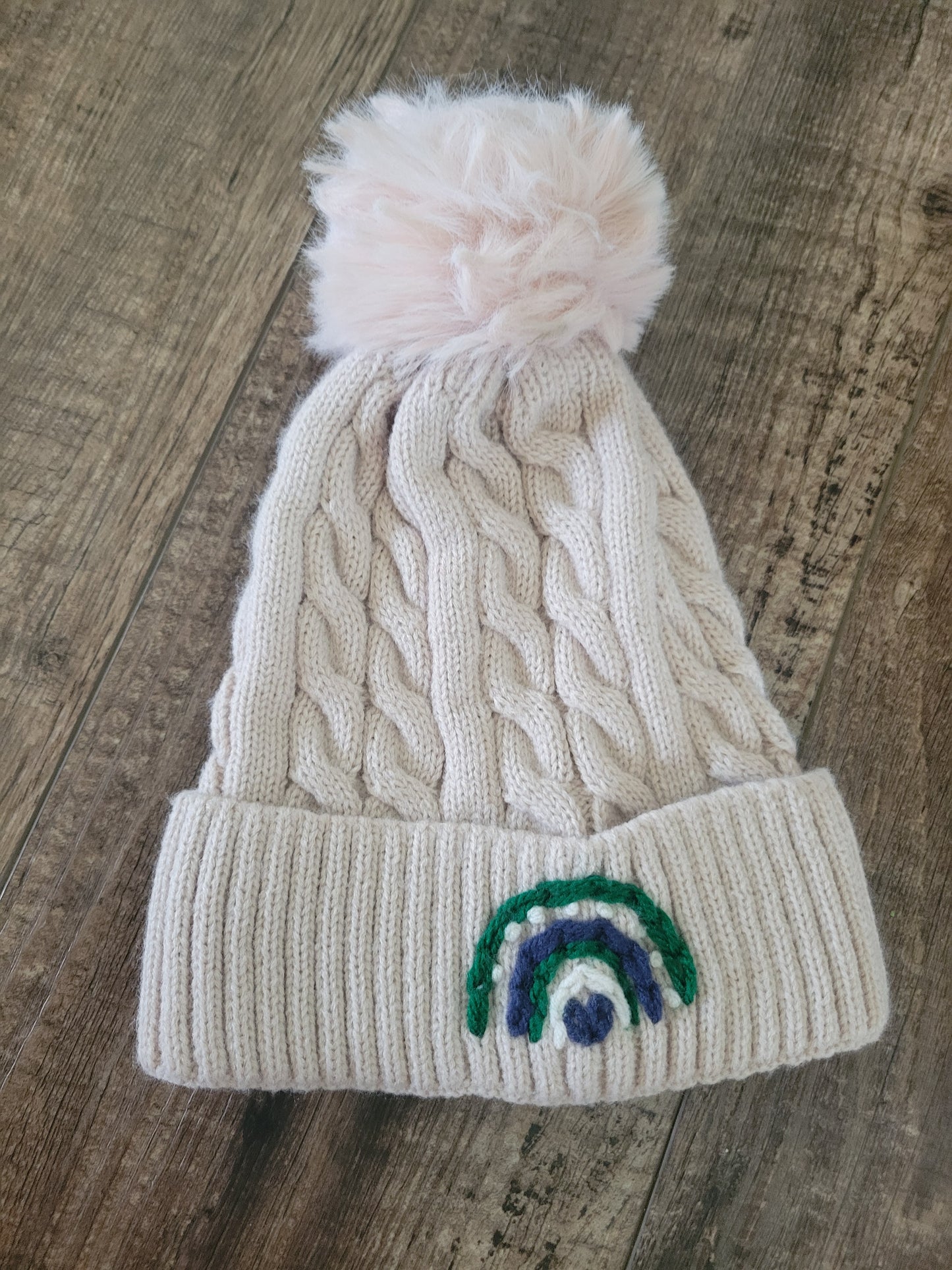 Winter Hat with Green&Blue Rainbow