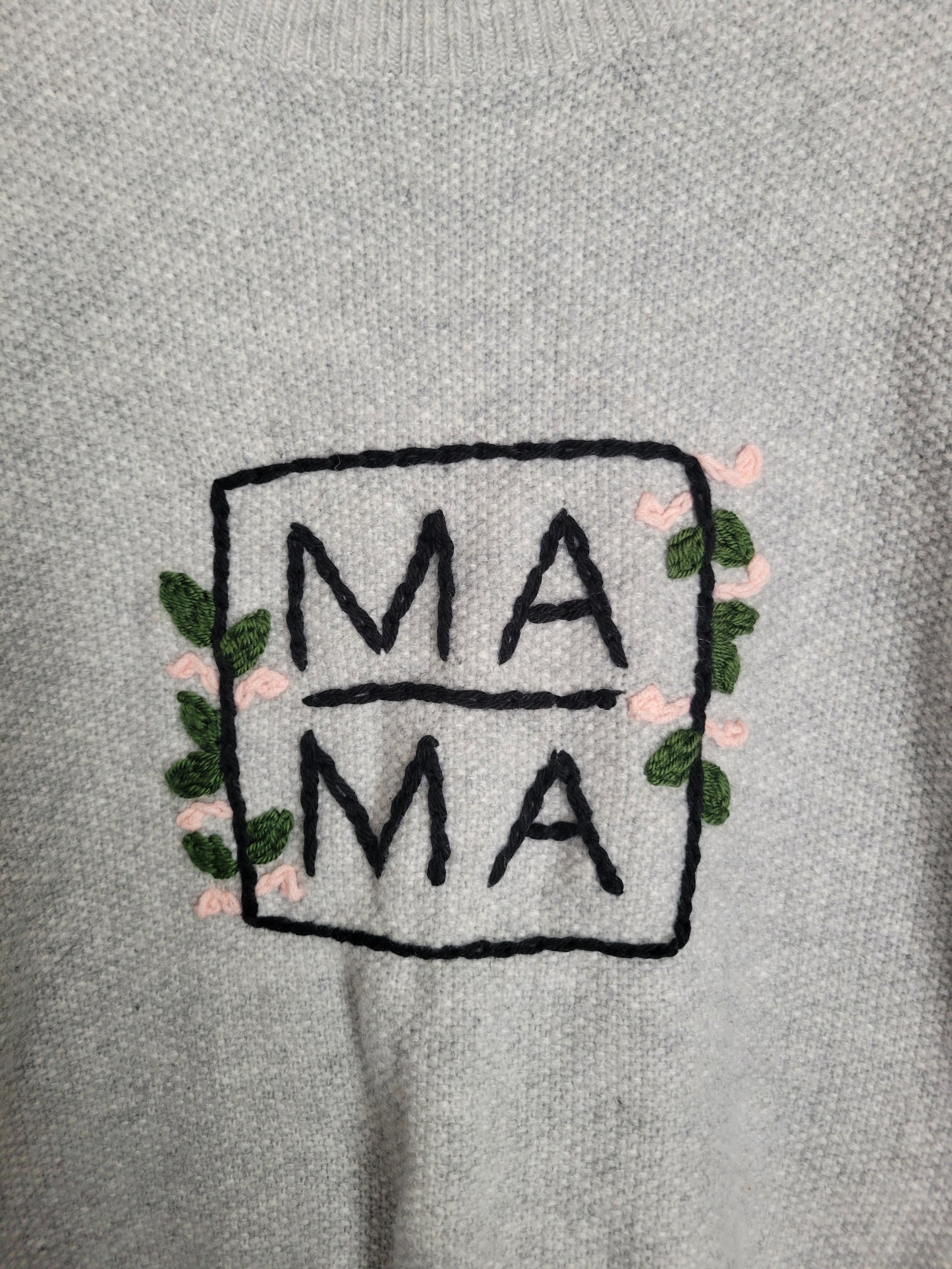 Mama Sweater Outlined with Flowers-Large