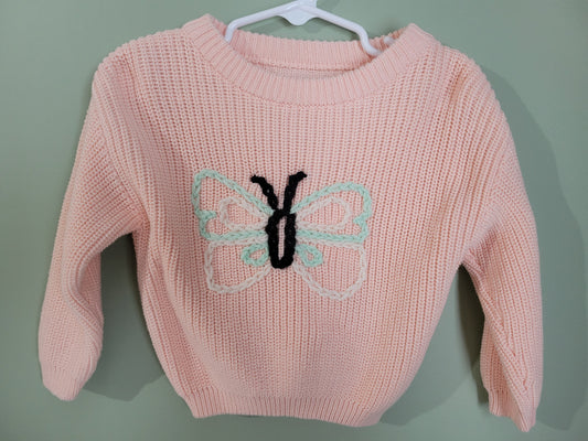 Teal and Pink Butterfly Sweater-12month