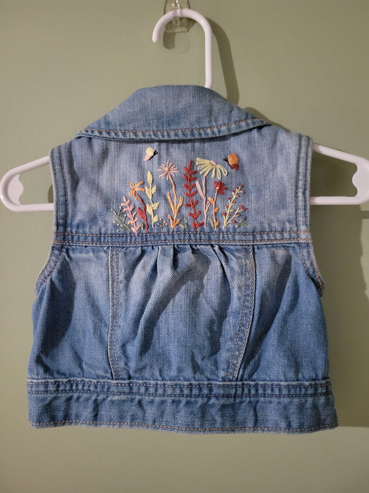 Jean Vest with Flowers-18month