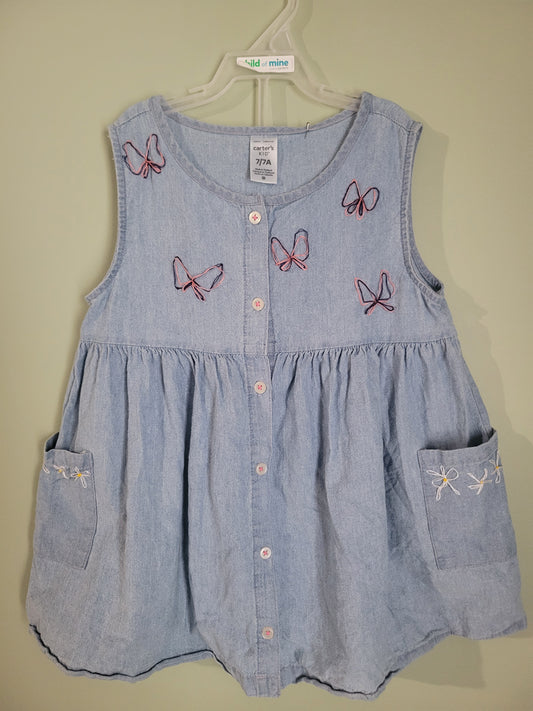 Denim dress with Butterflies & Flowers-Size 7