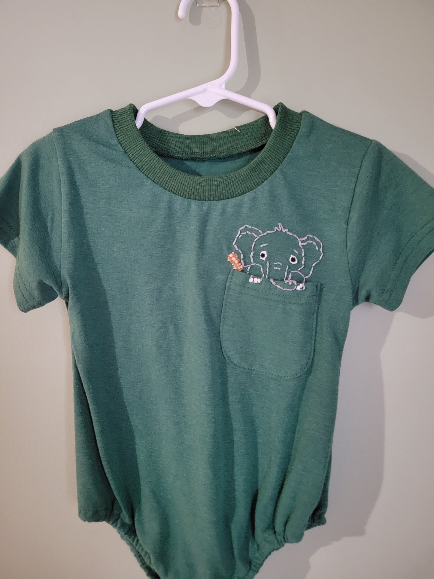 Onesie with Elephant in Pocket-2T