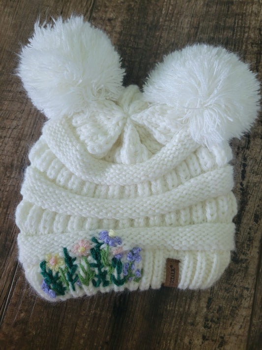 Toddler Beanie with Flowers