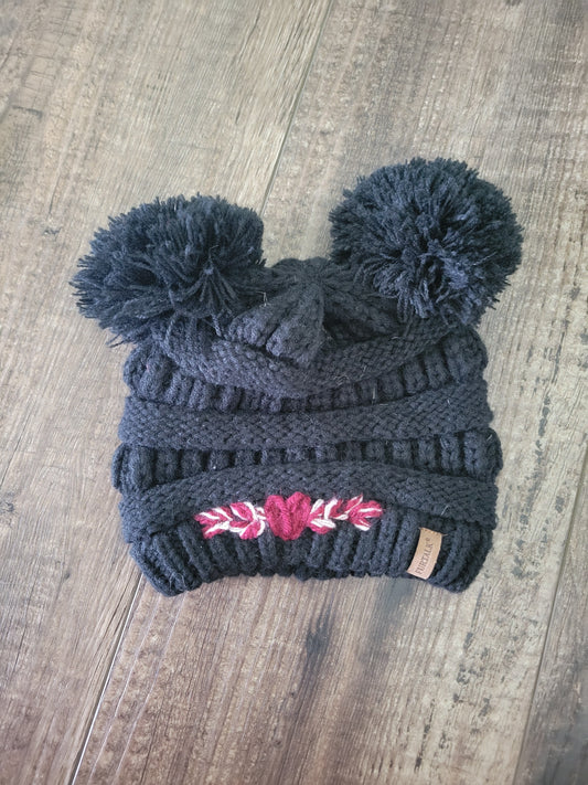 Winter Hat with Heart Detailing