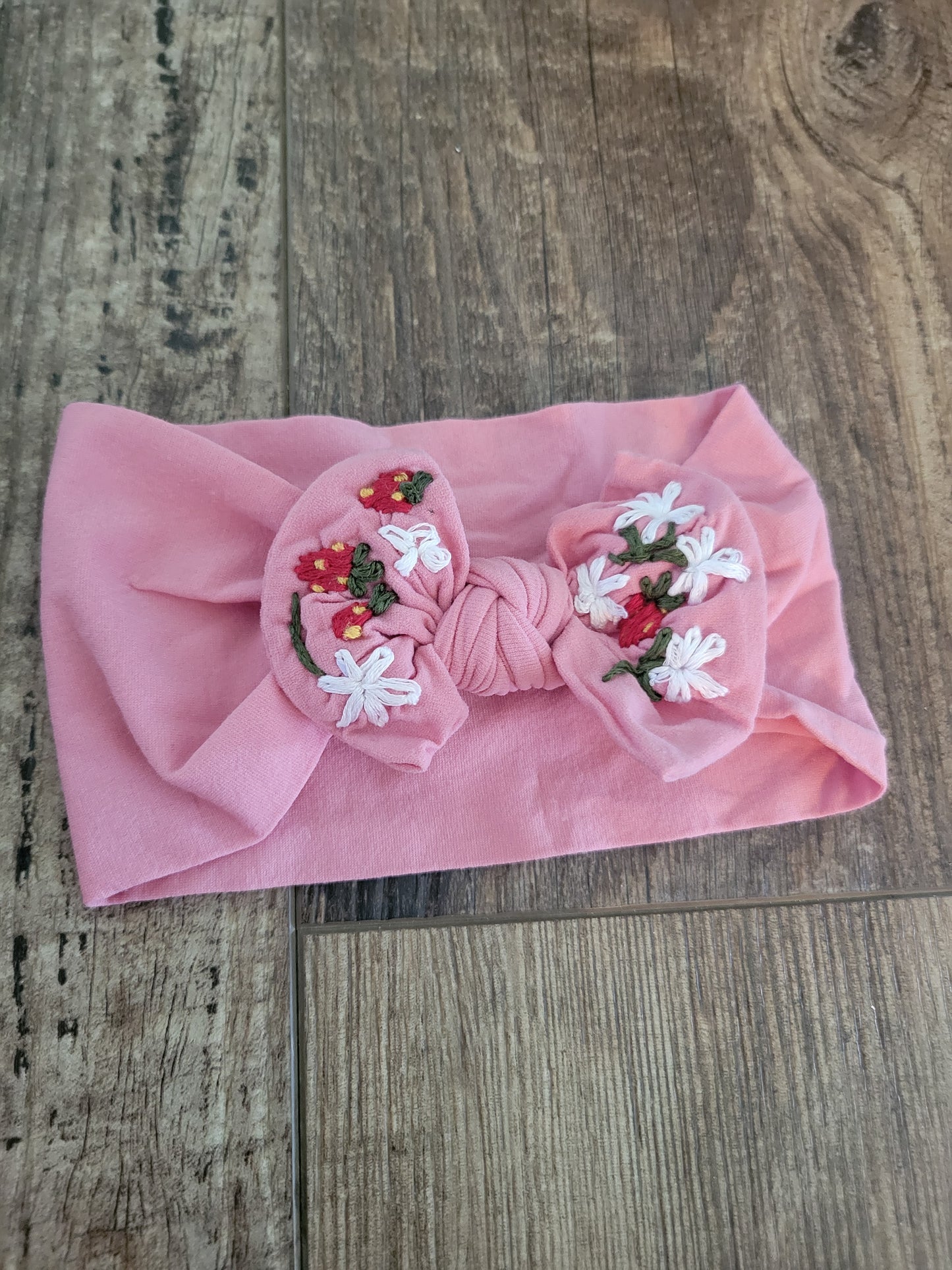 Headband Bow with Strawberries & Daisies