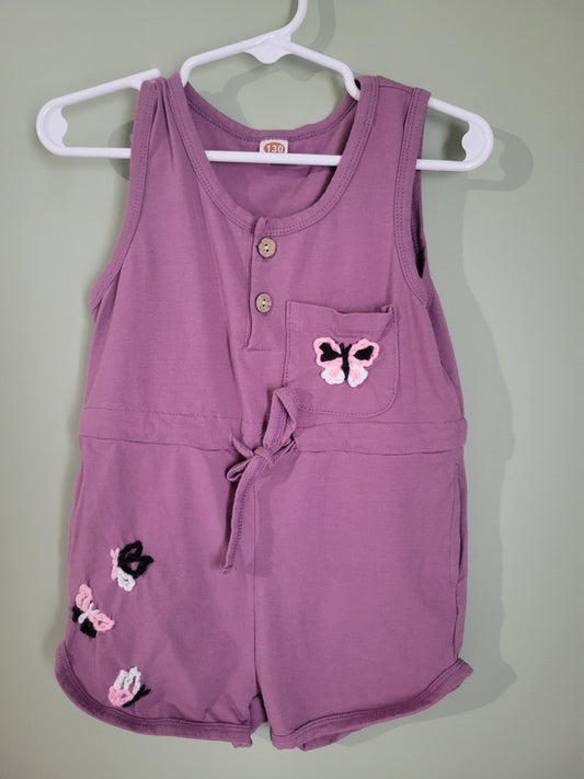 Purple Romper with Pink & Black Butterflies-3T