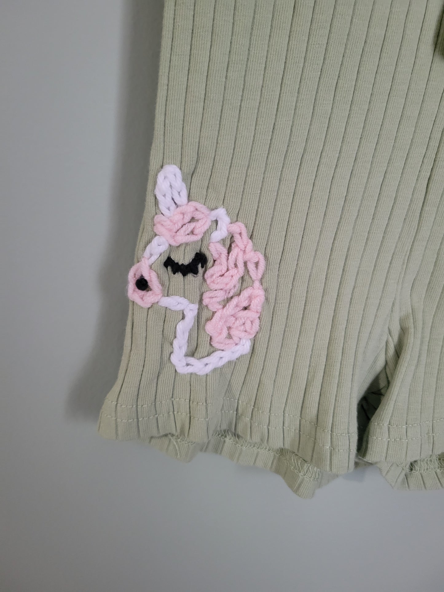 Green Romper with Unicorn-3T