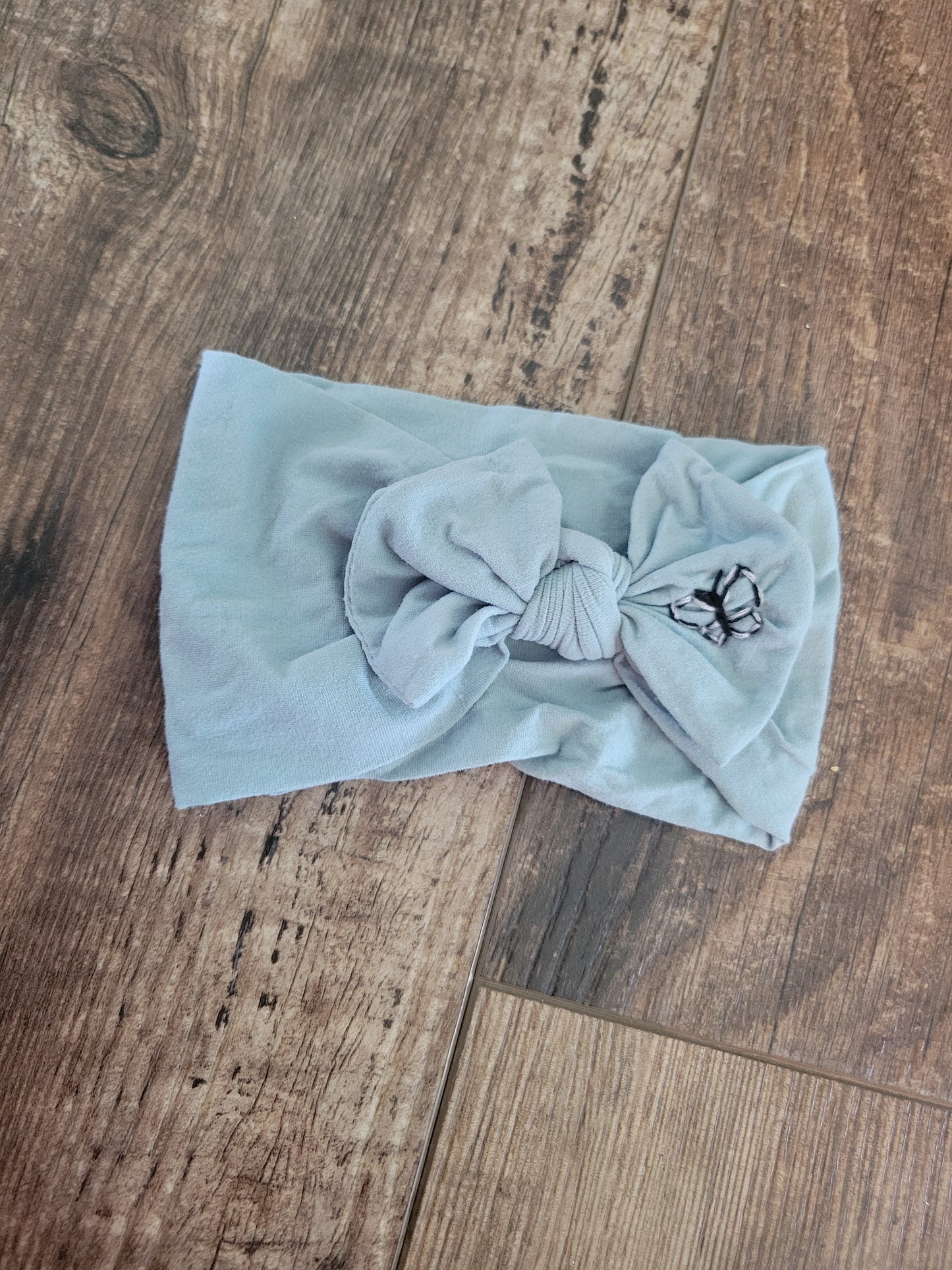 Light Blue Headband Bow with Butterfly