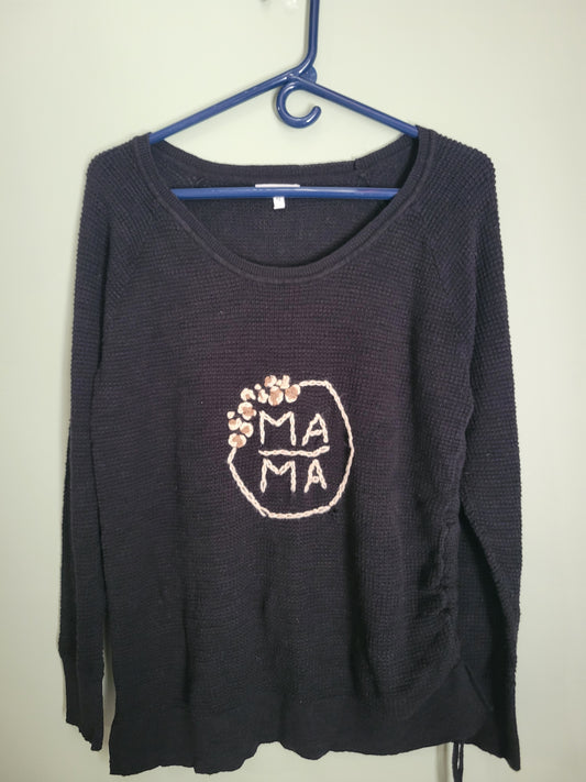 Mama with Leopard Detail Long Sleeve-Large