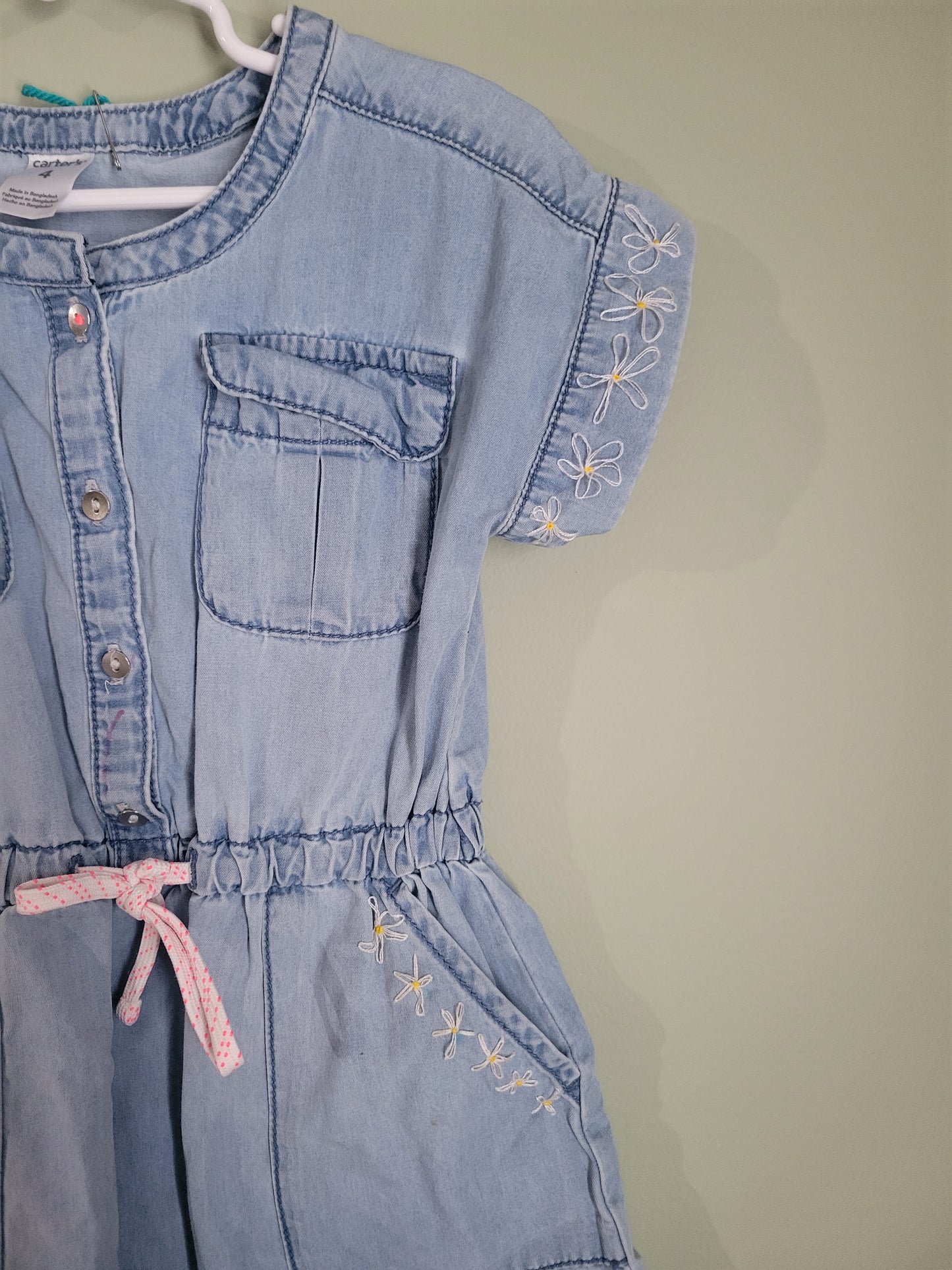 Denim dress with Daisies-4T