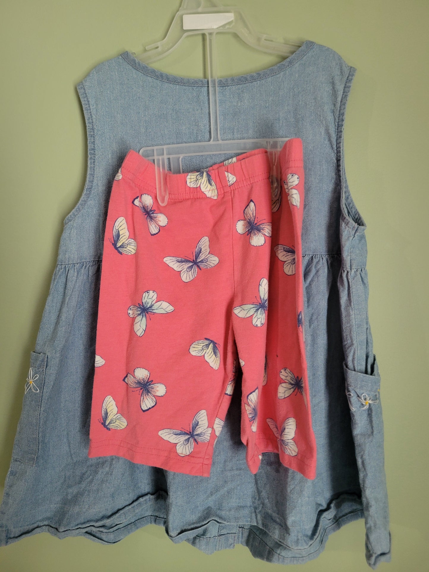 Denim dress with Butterflies & Flowers-Size 7
