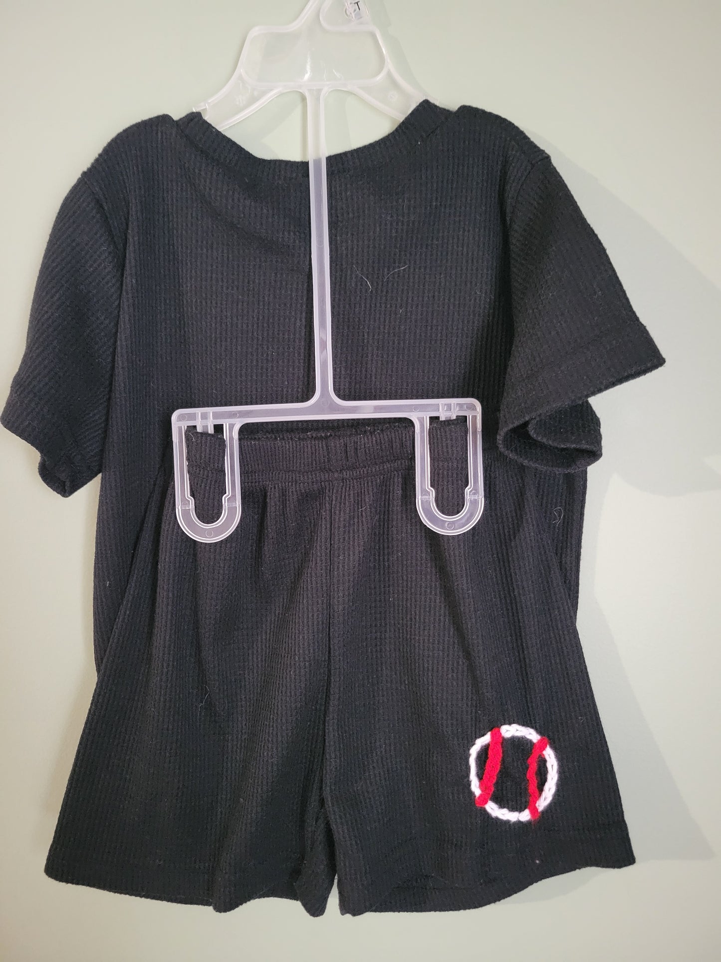 Hey Batter Batter Waffle Knit Short Set-Size 6
