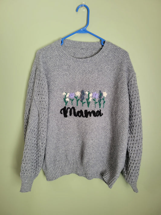 Mama Sweater with Flowers-2XL