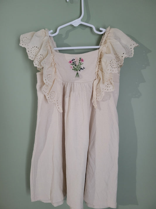 Cream Ruffle Sleeve Dress -4T
