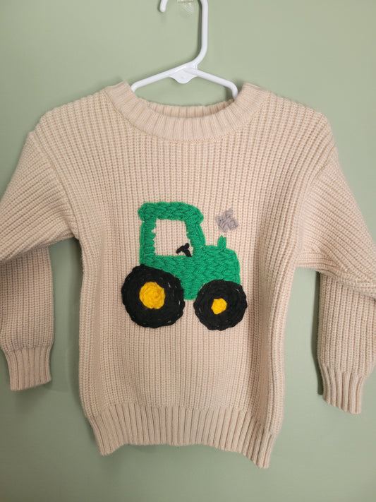 Sweater with Green Tractor-4T