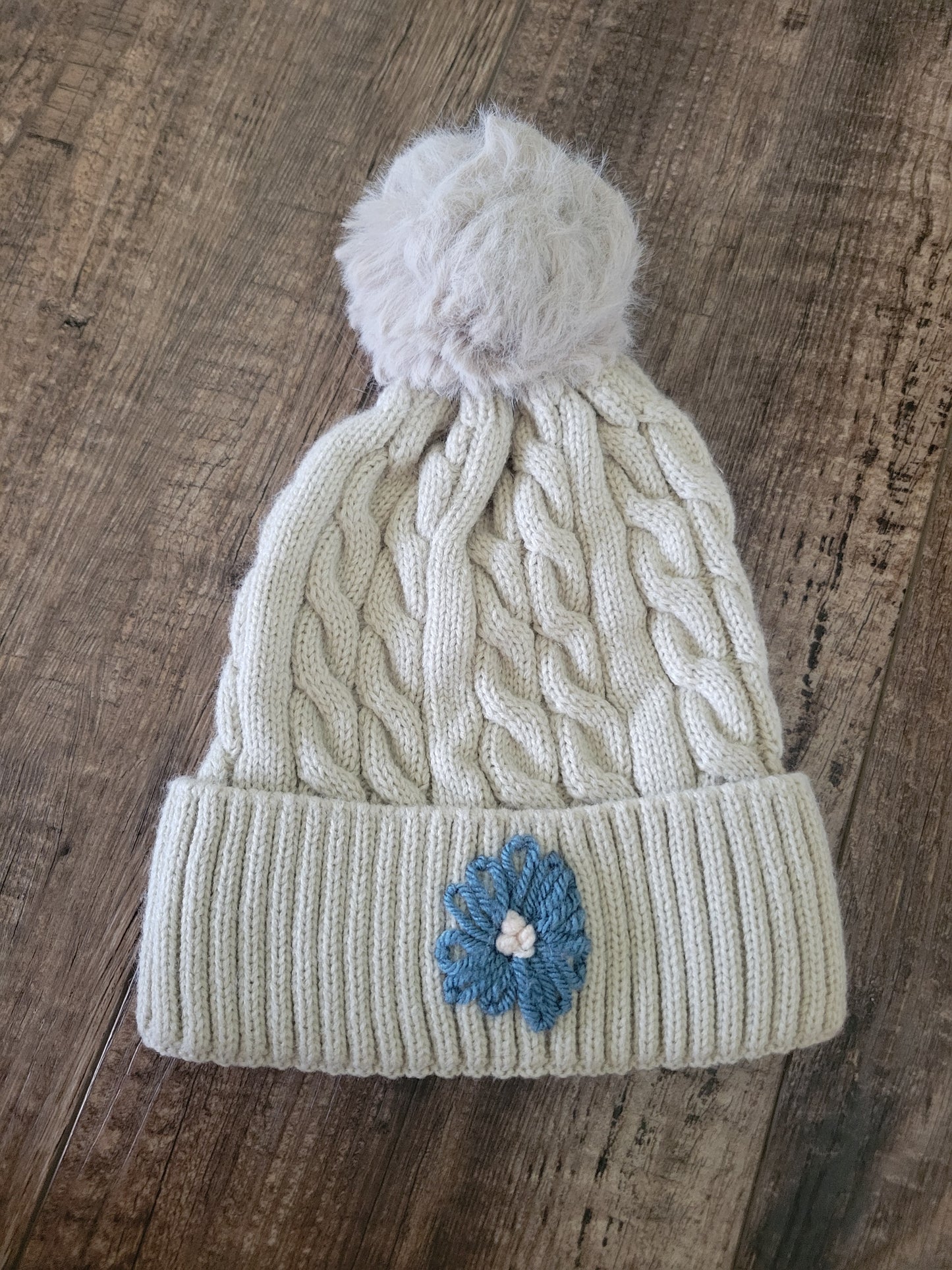 Winter Hat with Blue Flower