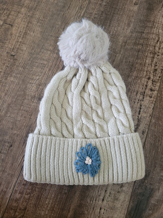 Winter Hat with Blue Flower