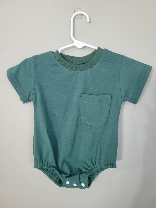 Green Bubble Romper with Pocket-6month