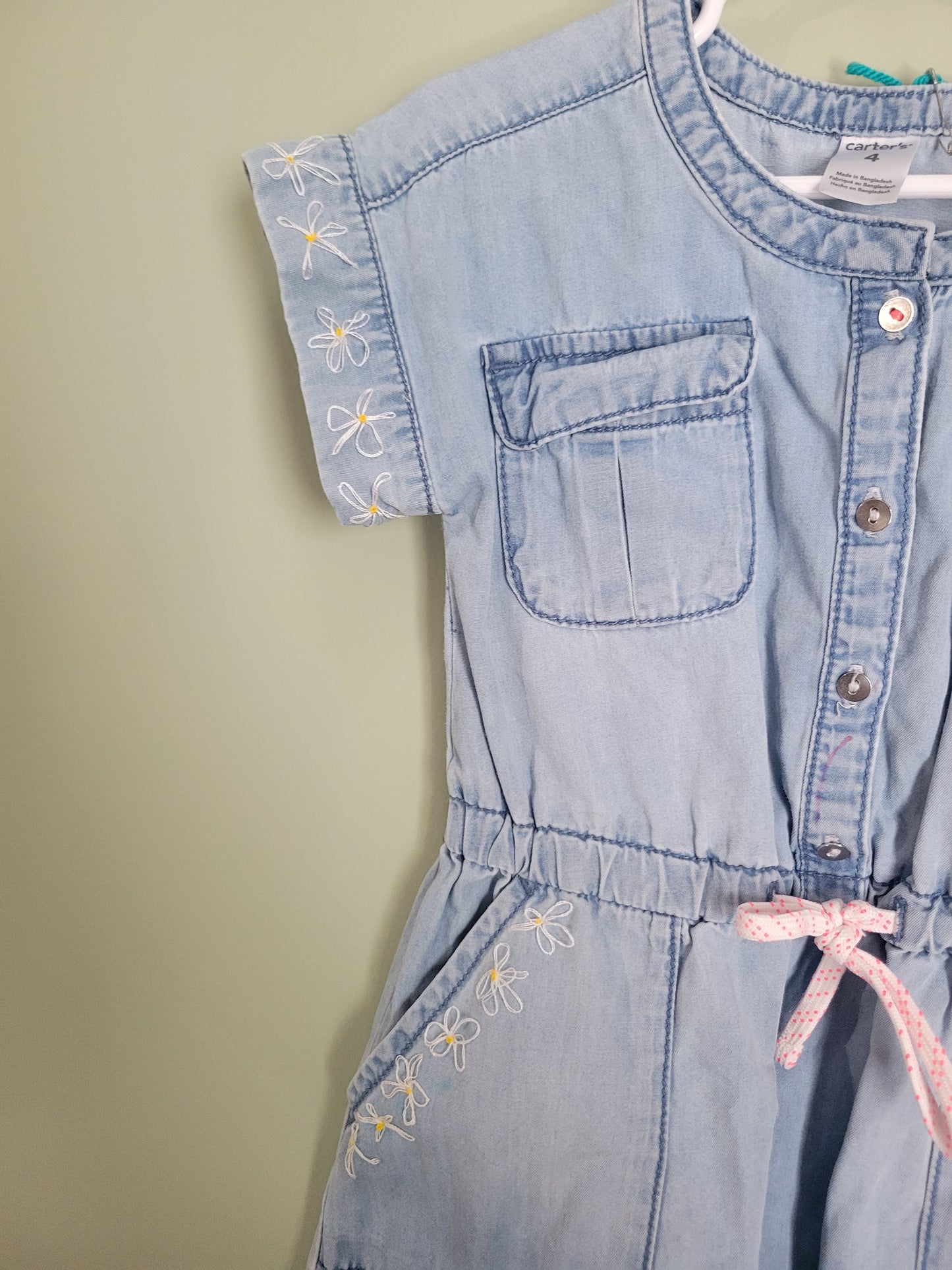 Denim dress with Daisies-4T