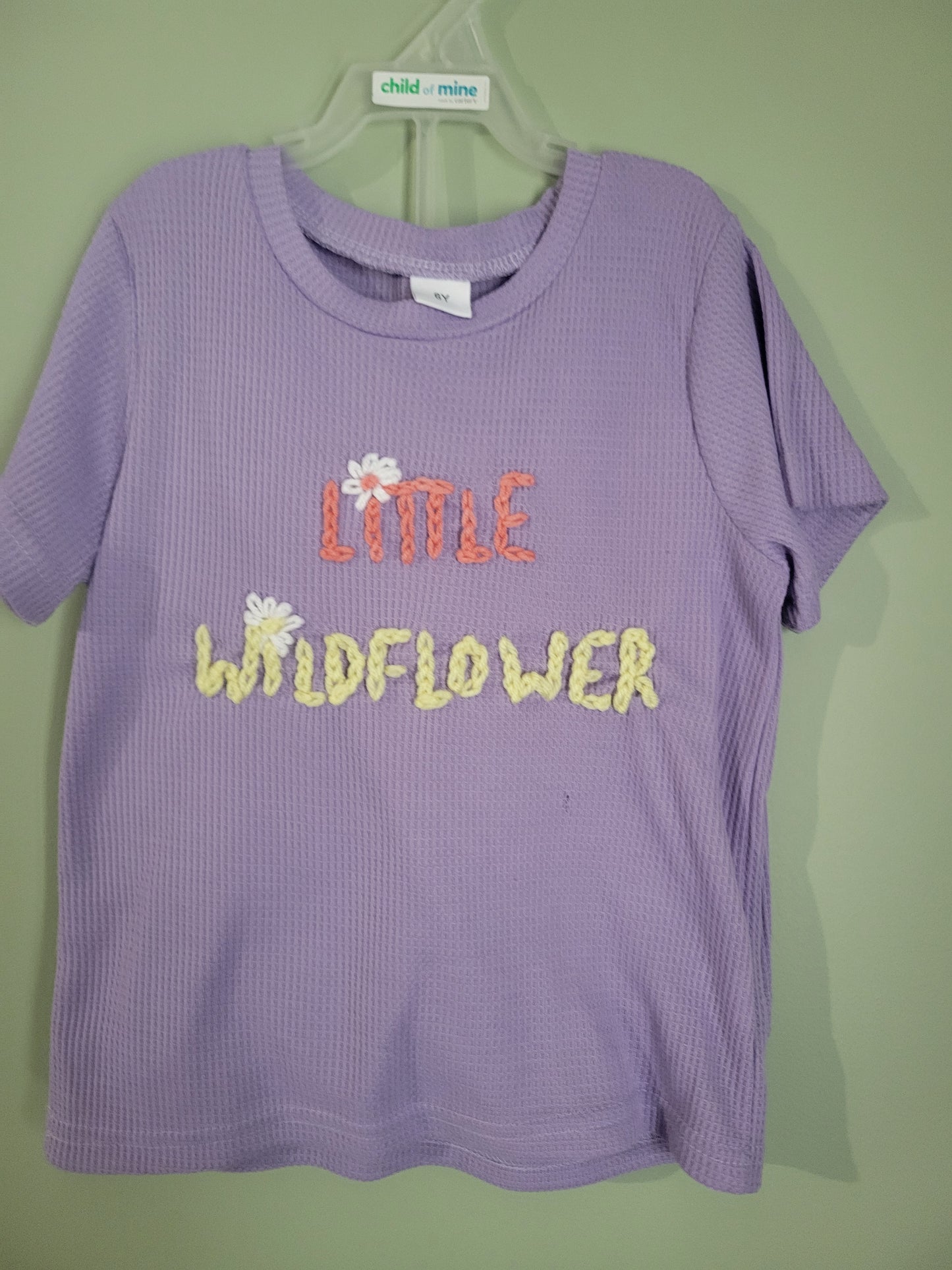 Purple Waffle Knit Outfit Set with Flowers-Size 6