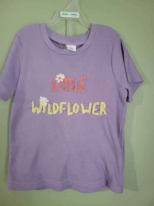Purple Waffle Knit Outfit Set with Flowers-Size 6