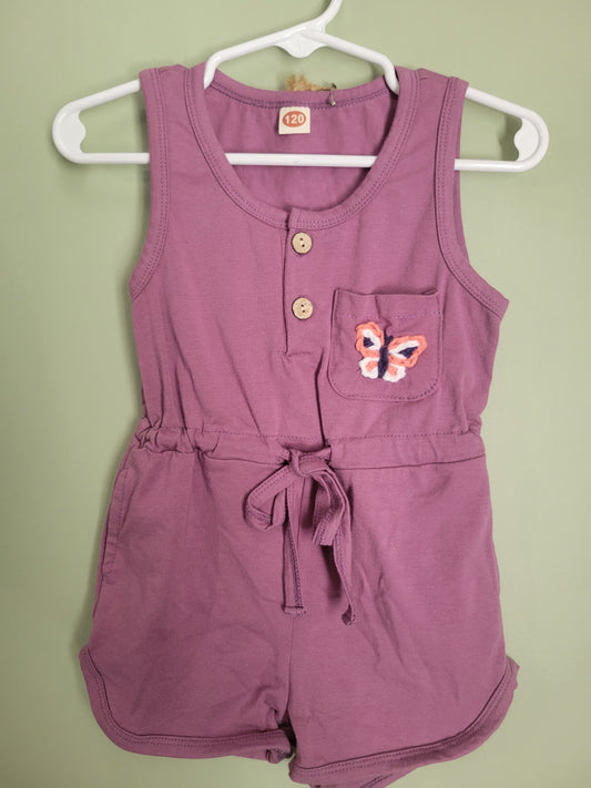 Purple Romper with Pink Butterfly-3T