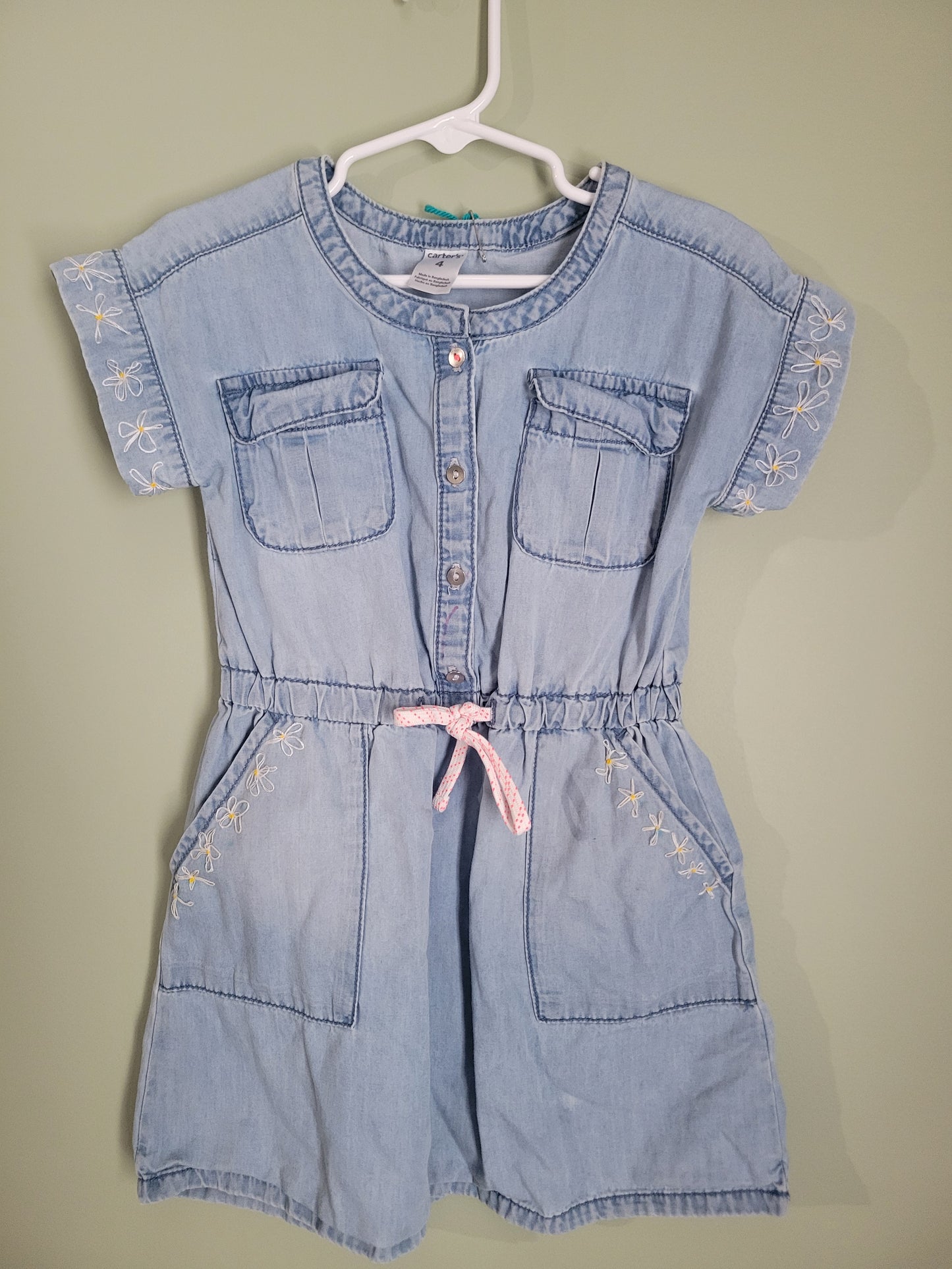 Denim dress with Daisies-4T