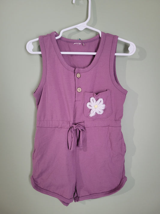 Purple Romper with Daisy-4T